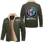 Sport Sedan Jacket Fur Collar Fleece, Garage Ready Warm Fleece CAR566 - Military Green