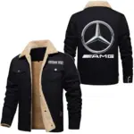 Performance Auto Jacket Fur Collar Fleece, Bold Automotive Fleece Jacket CAR566 - Black