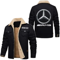 Performance Auto Jacket Fur Collar Fleece, Bold Automotive Fleece Jacket CAR566 - Black