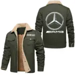 Performance Auto Jacket Fur Collar Fleece, Bold Automotive Fleece Jacket CAR566 - Military Green
