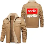 Track Motorcycle Jacket Fur Collar Fleece, Car Enthusiast Warm Jacket CAR566 - Khaki