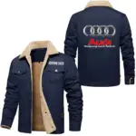 Car Jacket Fur Collar Fleece, Driver Approved Cozy Jacket CAR566 - Deep Blue