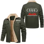 Car Jacket Fur Collar Fleece, Driver Approved Cozy Jacket CAR566 - Military Green