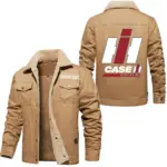Heavy Farm Vehicle Jacket Fur Collar Fleece, Cozy Car Culture Jacket CAR566 - Khaki