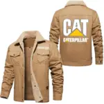 Heavy Machinery Jacket Fur Collar Fleece, Car Enthusiast Warm Jacket CAR566 - Khaki