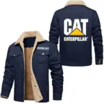Heavy Machinery Jacket Fur Collar Fleece, Car Enthusiast Warm Jacket CAR566 - Deep Blue