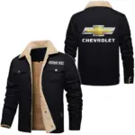 Classic Roadster Jacket Fur Collar Fleece, Car Enthusiast Warm Jacket CAR566 - Black