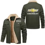 Classic Roadster Jacket Fur Collar Fleece, Car Enthusiast Warm Jacket CAR566 - Military Green