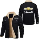 Classic Muscle Car Jacket Fur Collar Fleece, Bold Road Ready Jacket CAR566 - Black