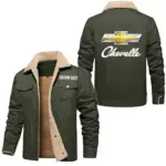 Classic Muscle Car Jacket Fur Collar Fleece, Bold Road Ready Jacket CAR566 - Military Green