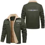 Full-Size Car Jacket Fur Collar Fleece, Motor-Inspired Fleece Outerwear CAR566 - Military Green