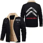 Comfortable Sedan Jacket Fur Collar Fleece, Cozy Car Culture Jacket CAR566 - Black