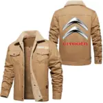 Comfortable Sedan Jacket Fur Collar Fleece, Cozy Car Culture Jacket CAR566 - Khaki
