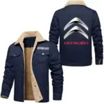 Comfortable Sedan Jacket Fur Collar Fleece, Cozy Car Culture Jacket CAR566 - Deep Blue