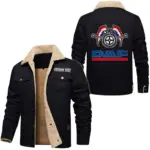 Freight Truck Jacket Fur Collar Fleece, Automotive Spirit Fur Jacket CAR566 - Black