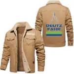 Field Tractor Jacket Fur Collar Fleece, Motorcycle-Inspired Fleece Outerwear CAR566 - Khaki