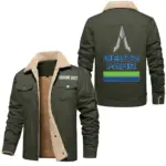 Field Tractor Jacket Fur Collar Fleece, Motorcycle-Inspired Fleece Outerwear CAR566 - Military Green