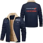 Power Car Jacket Fur Collar Fleece, Bold Road Ready Jacket CAR566 - Deep Blue