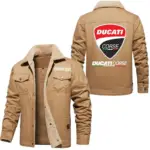 Track Hunter Jacket Fur Collar Fleece, Automotive Lifestyle Fur Jacket CAR566 - Khaki
