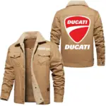 Two-Wheeler Jacket Fur Collar Fleece, Driver Approved Cozy Jacket CAR566 - Khaki