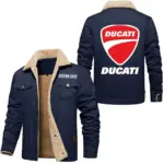 Two-Wheeler Jacket Fur Collar Fleece, Driver Approved Cozy Jacket CAR566 - Deep Blue