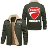 Two-Wheeler Jacket Fur Collar Fleece, Driver Approved Cozy Jacket CAR566 - Military Green