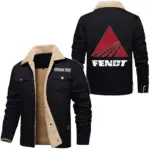 Smart Farm Tractor Jacket Fur Collar Fleece, Fur Collar Fleece Jacket CAR566 - Black