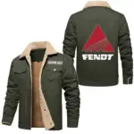 Smart Farm Tractor Jacket Fur Collar Fleece, Fur Collar Fleece Jacket CAR566 - Military Green