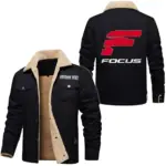 Pedal Spirit Jacket Fur Collar Fleece, Motorcycle-Inspired Fleece Outerwear CAR566 - Black