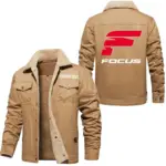Pedal Spirit Jacket Fur Collar Fleece, Motorcycle-Inspired Fleece Outerwear CAR566 - Khaki