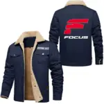 Pedal Spirit Jacket Fur Collar Fleece, Motorcycle-Inspired Fleece Outerwear CAR566 - Deep Blue
