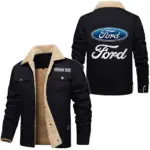 Bold Spirit Jacket Fur Collar Fleece, Automotive Spirit Fur Jacket CAR566 - Black