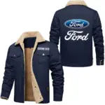 Bold Spirit Jacket Fur Collar Fleece, Automotive Spirit Fur Jacket CAR566 - Deep Blue
