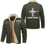 Two-Door Sports Car Jacket Fur Collar Fleece, Gearhead Warm Fleece Jacket CAR566 - Military Green