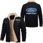 Built Fast Jacket Fur Collar Fleece, Fur Collar Fleece Jacket CAR566 - Black