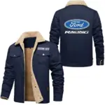 Built Fast Jacket Fur Collar Fleece, Fur Collar Fleece Jacket CAR566 - Deep Blue