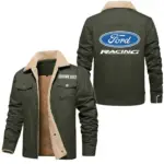 Built Fast Jacket Fur Collar Fleece, Fur Collar Fleece Jacket CAR566 - Military Green