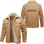 Cargo Vehicle Jacket Fur Collar Fleece, Motorcycle Fan Warm Jacket CAR566 - Khaki