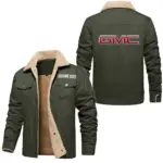Cargo Vehicle Jacket Fur Collar Fleece, Motorcycle Fan Warm Jacket CAR566 - Military Green