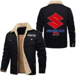 Street Racer Jacket Fur Collar Fleece, Road-Ready Gearhead Fleece CAR566 - Black