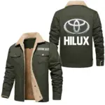 Pickup Truck Jacket Fur Collar Fleece, Driver Approved Cozy Jacket CAR566 - Military Green