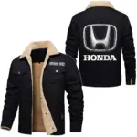 Mid-Size Vehicle Jacket Fur Collar Fleece, Soft Streetwear Car Jacket CAR566 - Black