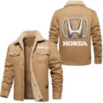 Mid-Size Vehicle Jacket Fur Collar Fleece, Soft Streetwear Car Jacket CAR566 - Khaki