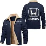 Mid-Size Vehicle Jacket Fur Collar Fleece, Soft Streetwear Car Jacket CAR566 - Deep Blue