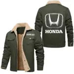 Mid-Size Vehicle Jacket Fur Collar Fleece, Soft Streetwear Car Jacket CAR566 - Military Green