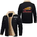 Heavyweight Motorcycle Jacket Fur Collar Fleece, Gearhead Warm Fleece Jacket CAR566 - Black