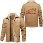 Heavyweight Motorcycle Jacket Fur Collar Fleece, Gearhead Warm Fleece Jacket CAR566 - Khaki