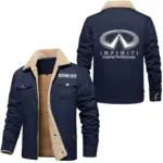 Executive Car Jacket Fur Collar Fleece, Street Ready Fleece Outerwear CAR566 - Deep Blue