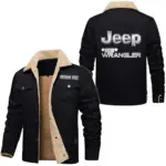 Luxury Sport-Tuned Car Jacket Fur Collar Fleece, Motorcycle Fan Warm Jacket CAR566 - Black