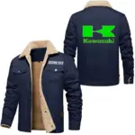 Adventure Motorcycle Jacket Fur Collar Fleece, Everyday Driver Warm Fleece CAR566 - Deep Blue
